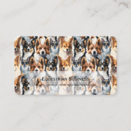 Tarjeta De Visita Hermoso patrón de perro Corgi en acuarela         
