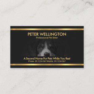 Tarjeta De Visita Hermoso perro Motif rayas de oro Mascota Sitter