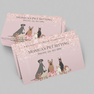 Tarjeta De Visita Hermoso Perro Rosa Guardería y Peluquería