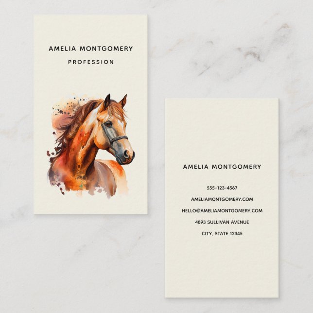 Tarjeta De Visita Hermoso retrato de caballo de Sorrel (Anverso / Reverso)