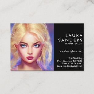 Tarjeta De Visita Hermoso Salón de Belleza Chica Blonde Elegante