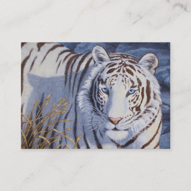 Tarjeta De Visita Hermoso tigre blanco con ojos azul cristal (Anverso)
