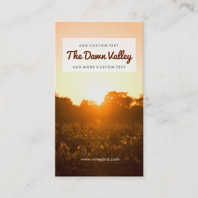 Tarjeta De Visita Hermoso viñedo en la elegante bodega de vinos Dawn (Anverso)