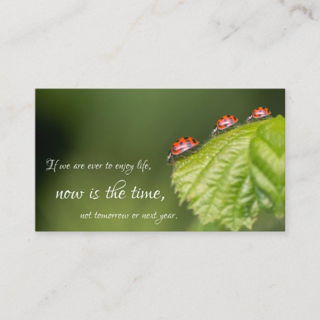 Tarjeta De Visita Hermosos ladybugs con cita motivadora (Anverso)