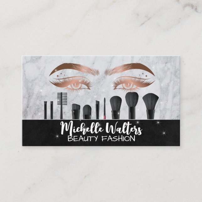 Tarjeta De Visita Hermosos Ojos | Pinceles de maquillaje (Anverso)