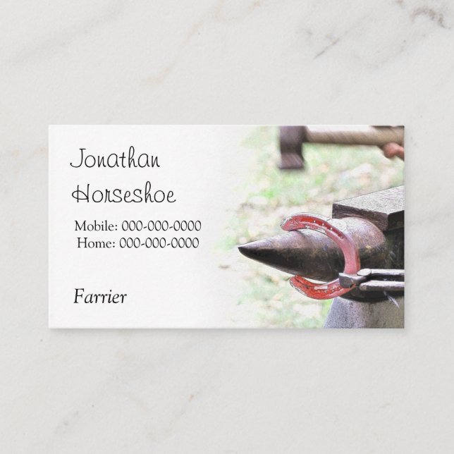 Tarjeta De Visita Herradura candente del herrador (Anverso)