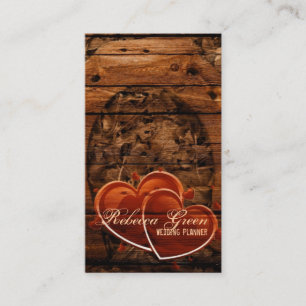 Tarjeta De Visita Herradura occidental rústica de madera del granero