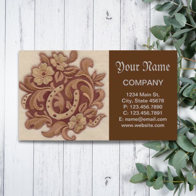Tarjeta De Visita herradura rústica vaquera de campo occidental flor (rustic horseshoe cowgirl western country floral business card)