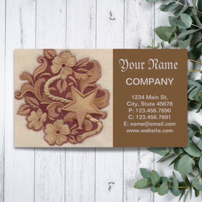 Tarjeta De Visita herradura rústica vaquero de campo occidental flor (rustic horseshoe cowboy western country floral business card)