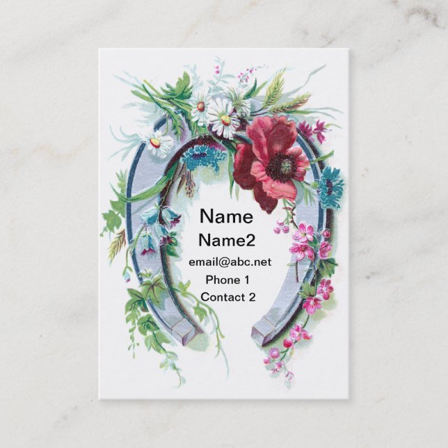 Tarjeta De Visita Herradura y amapola afortunadas (Anverso)