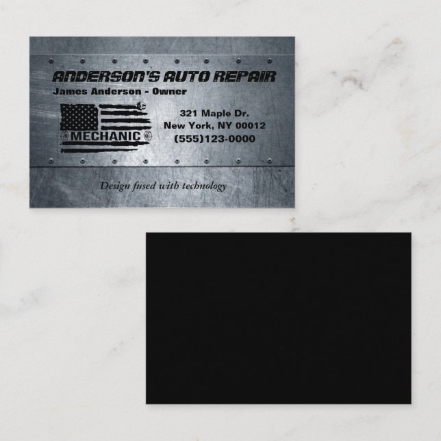 Tarjeta De Visita Herramienta Bandera Americana Diseño Metalizado Au (Anverso / Reverso)