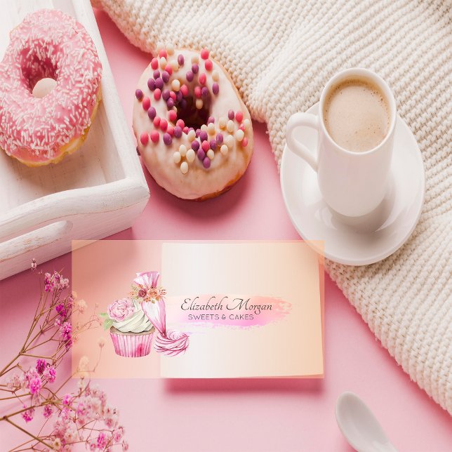 Tarjeta De Visita Herramienta de panadería elegante y chic, flores e (Subido por el creador)