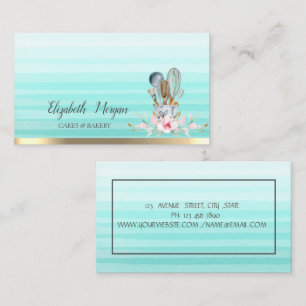 Tarjeta De Visita Herramienta Floral de panadería Stripe Ombre