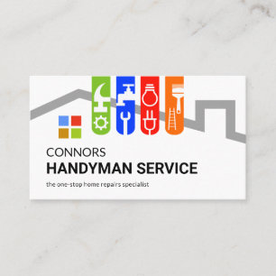 Tarjeta De Visita Herramientas Coloridas de Hombre Mano en Pestaña e