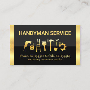 Tarjeta De Visita Herramientas Creativas De Mano Con Bandas De Oro