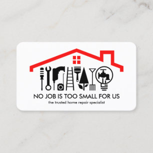 Tarjeta De Visita Herramientas Creativas de Mano de Obra Techo Rojo