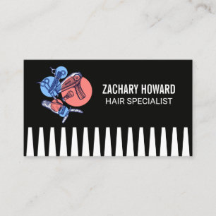 Tarjeta De Visita Herramientas de Barbero Fondo de Peine