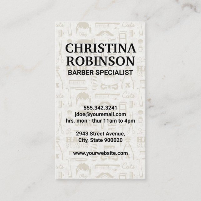 Tarjeta De Visita Herramientas de barras y patrones de iconos (Anverso)