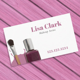 Tarjeta De Visita Herramientas de Belleza con Brocha de Mauve Suave 
