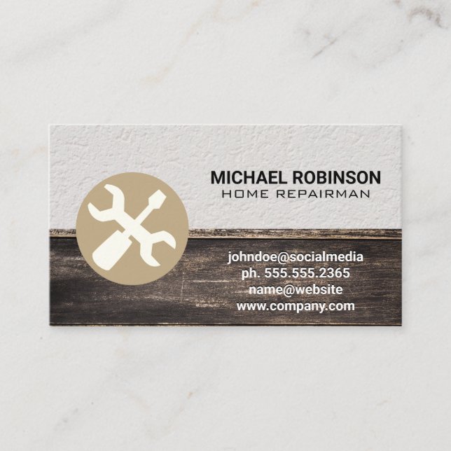 Tarjeta De Visita Herramientas de carpintería de creación de hardwar (Anverso)