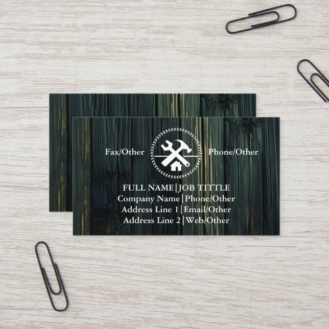 Tarjeta De Visita Herramientas de Carpintería para Construcción Prof (Anverso/Reverso In Situ)