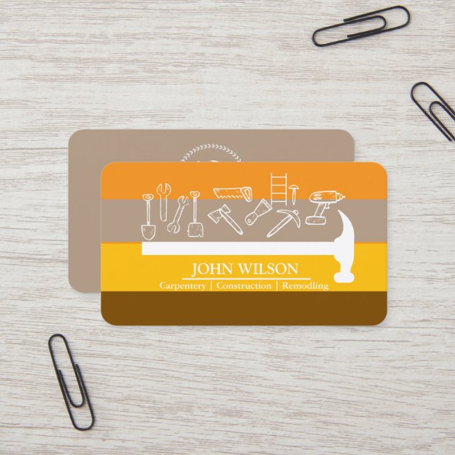 Tarjeta De Visita Herramientas de Carpintería para Constructor Profe (Anverso/Reverso In Situ)
