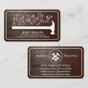 Tarjeta De Visita Herramientas de Carpintería para Constructor Profe