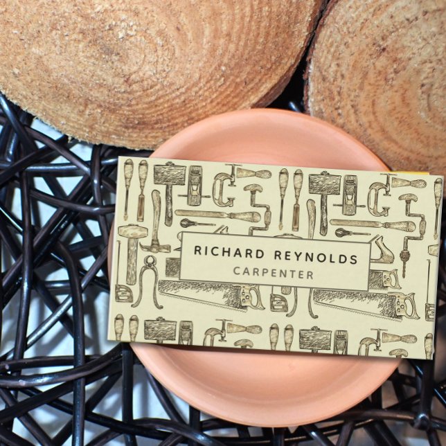 Tarjeta De Visita Herramientas de carpintería profesional Sepia vint (Subido por el creador)