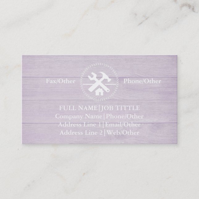 Tarjeta De Visita Herramientas de carpintero de generador profesiona (Anverso)