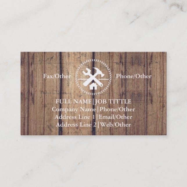 Tarjeta De Visita Herramientas de carpintero de generador profesiona (Anverso)