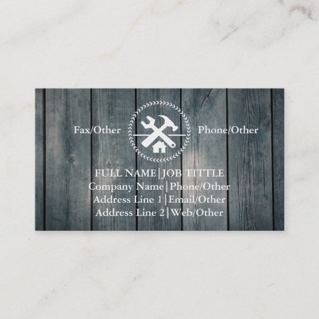 Tarjeta De Visita Herramientas de carpintero de generador profesiona (Anverso)