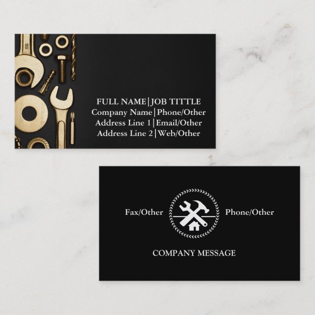 Tarjeta De Visita Herramientas de carpintero de iniciación de genera (Anverso / Reverso)