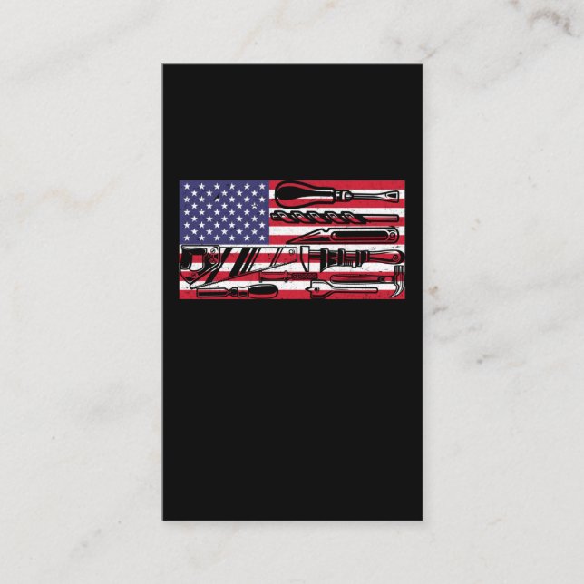 Tarjeta De Visita Herramientas de carpintero de la bandera estadouni (Anverso)