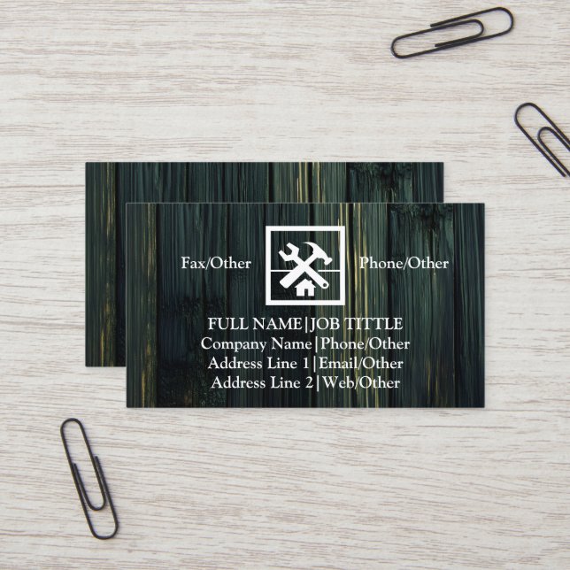 Tarjeta De Visita Herramientas de carpintero de Professional Builder (Anverso/Reverso In Situ)