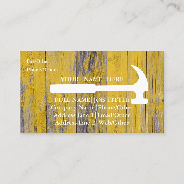 Tarjeta De Visita Herramientas de carpintero de Professional Builder (Anverso)