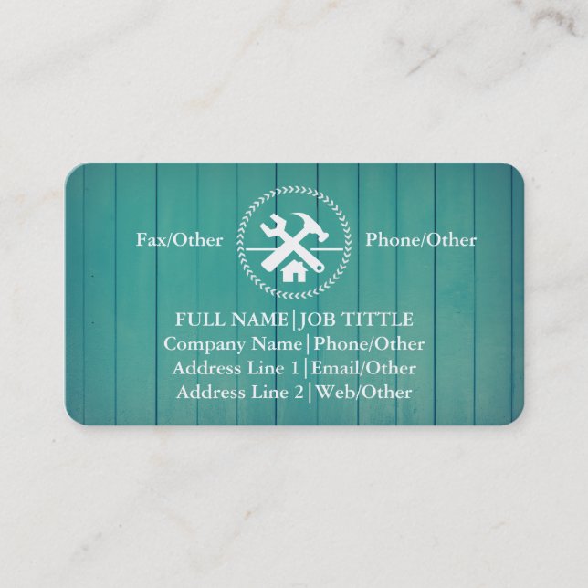 Tarjeta De Visita Herramientas de carpintero de Professional Builder (Anverso)