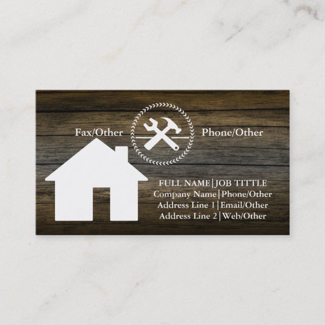 Tarjeta De Visita Herramientas de carpintero de Professional Builder (Anverso)