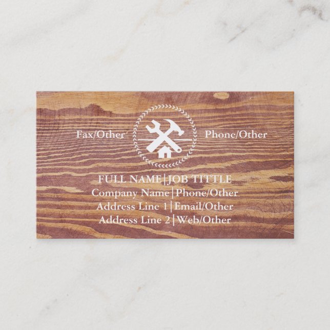 Tarjeta De Visita Herramientas de carpintero de Professional Builder (Anverso)
