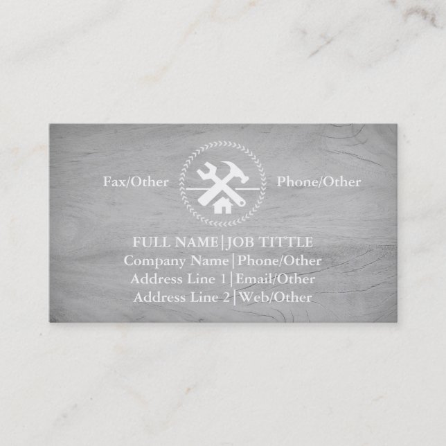 Tarjeta De Visita Herramientas de carpintero de Professional Builder (Anverso)