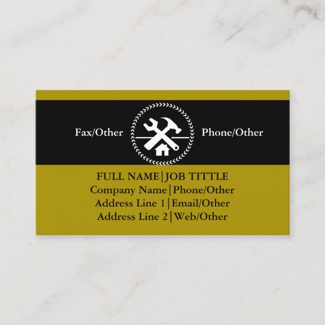 Tarjeta De Visita Herramientas de carpintero de Professional Builder (Anverso)