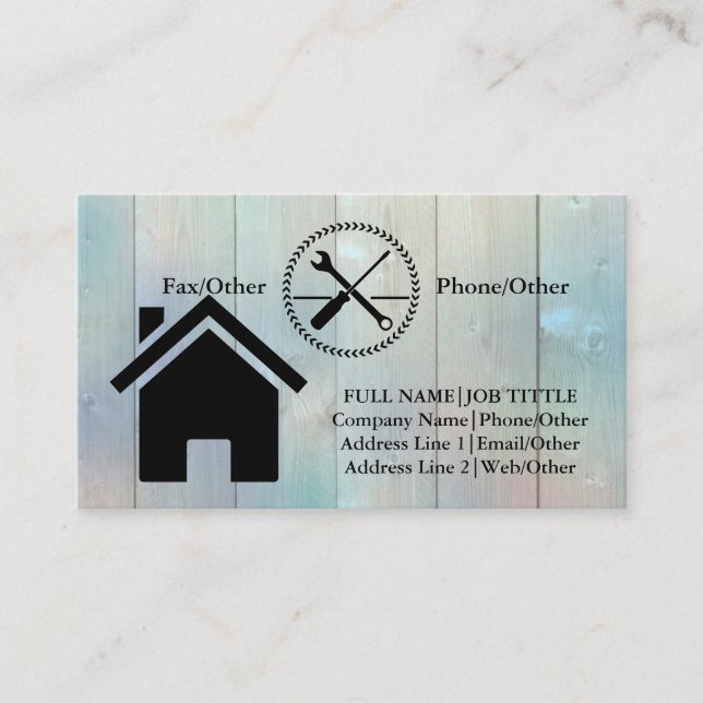 Tarjeta De Visita Herramientas de carpintero de Professional Builder (Anverso)