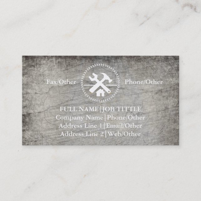 Tarjeta De Visita Herramientas de carpintero de Professional Builder (Anverso)