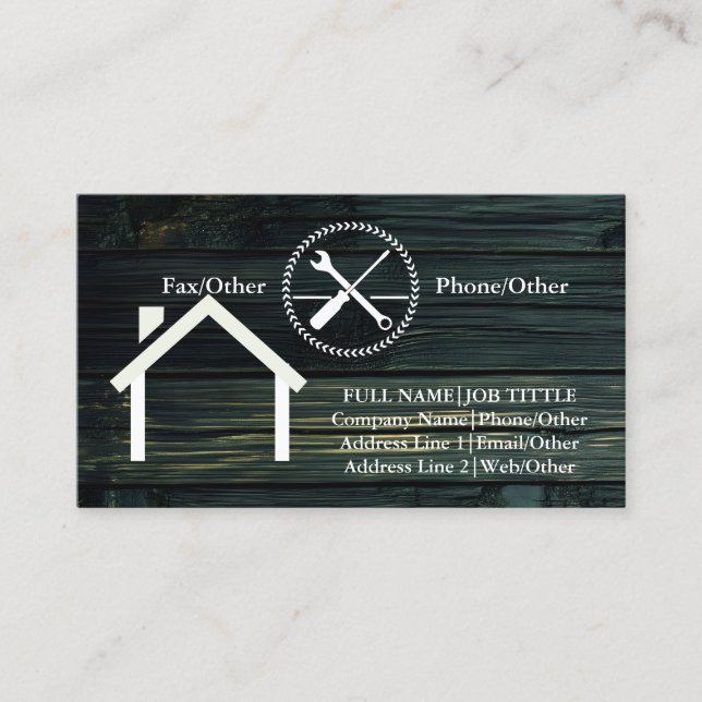 Tarjeta De Visita Herramientas de carpintero de Professional Builder (Anverso)