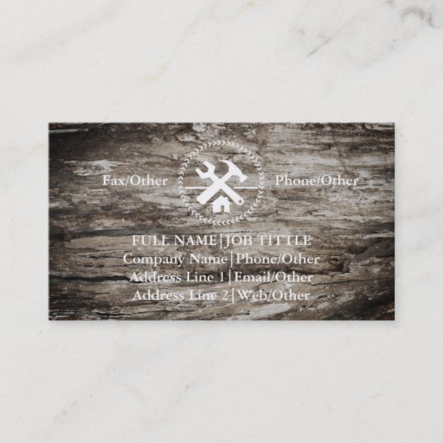 Tarjeta De Visita Herramientas de carpintero de Professional Builder (Anverso)