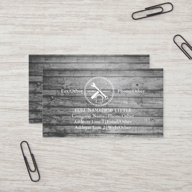 Tarjeta De Visita Herramientas de carpintero de Professional Builder (Anverso/Reverso In Situ)