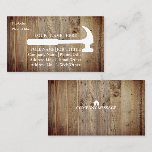 Tarjeta De Visita Herramientas de carpintero de Professional Builder (Anverso / Reverso)