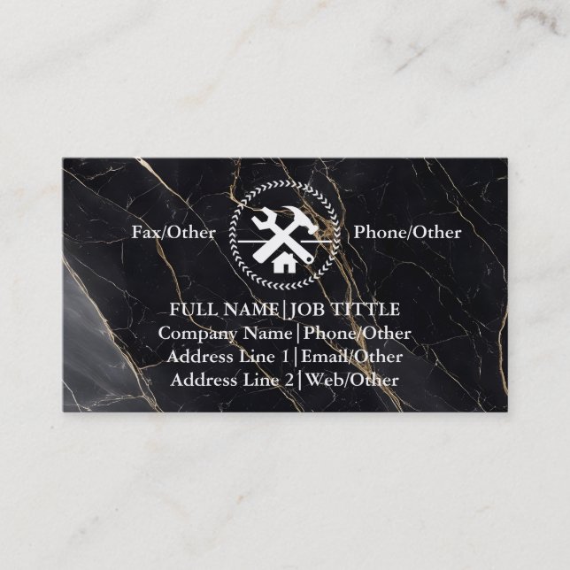 Tarjeta De Visita Herramientas de carpintero de Professional Builder (Anverso)