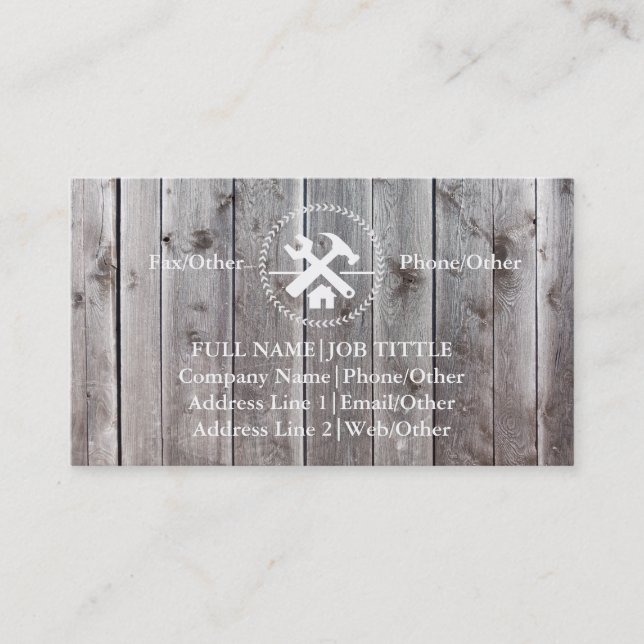 Tarjeta De Visita Herramientas de carpintero de Professional Builder (Anverso)
