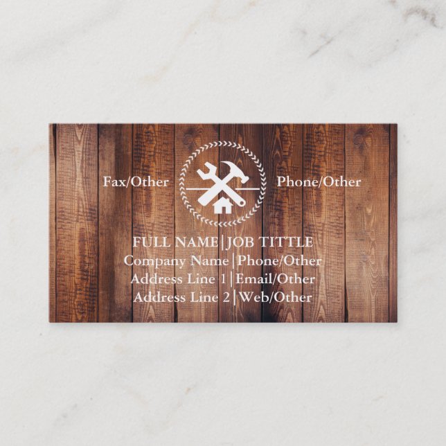 Tarjeta De Visita Herramientas de carpintero de Professional Builder (Anverso)