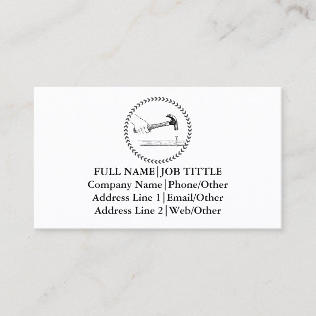 Tarjeta De Visita Herramientas de carpintero de Professional Builder (Anverso)